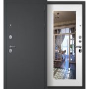 Дверь входная 3К Модерн черный муар с блестками/ ясень белый ЗЕРКАЛО