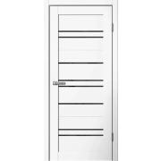 Межкомнатная дверь Barn B02 эмалит белый черное стекло