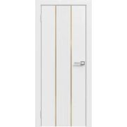 Дверь межкомнатная Line 04 Эмаль белая с золотым молдингом